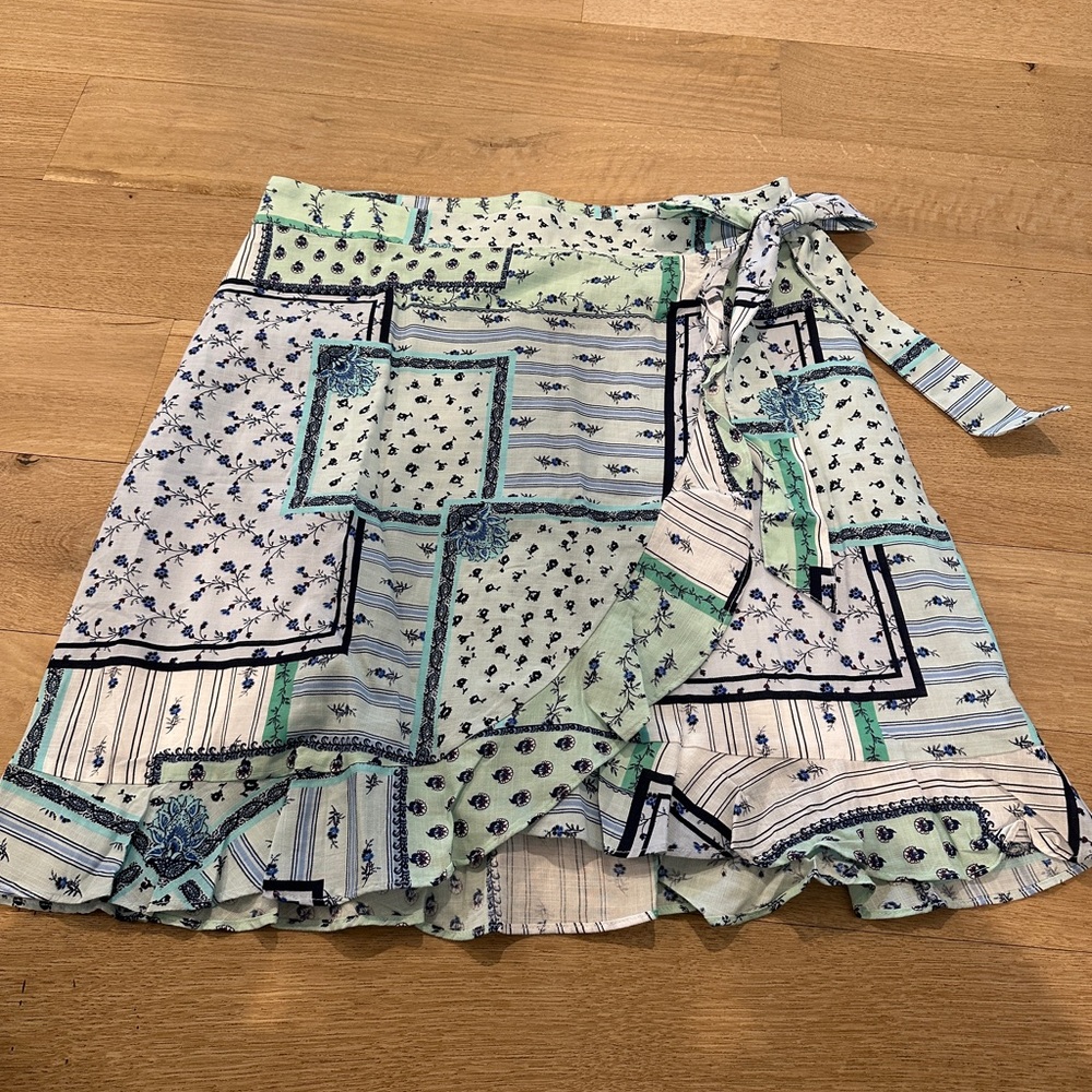 Lift Patchwork Faux Wrap skirt NWT